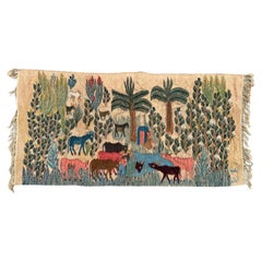 Joli tapisserie tissée égyptienne de l'école Wissa Wassef