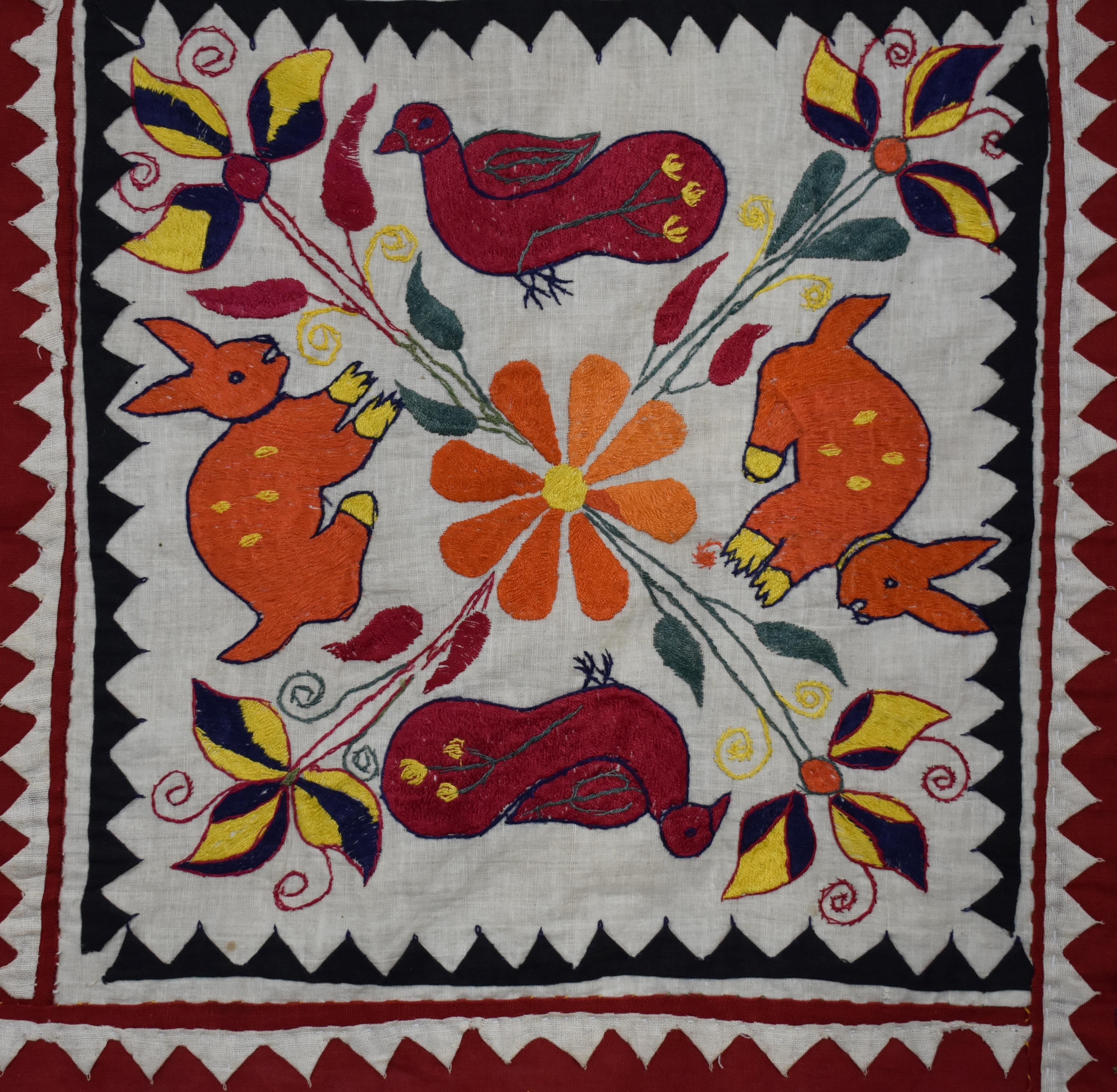 Anglo-Indian Pretty Embroidered and Appliqued Bedcover For Sale