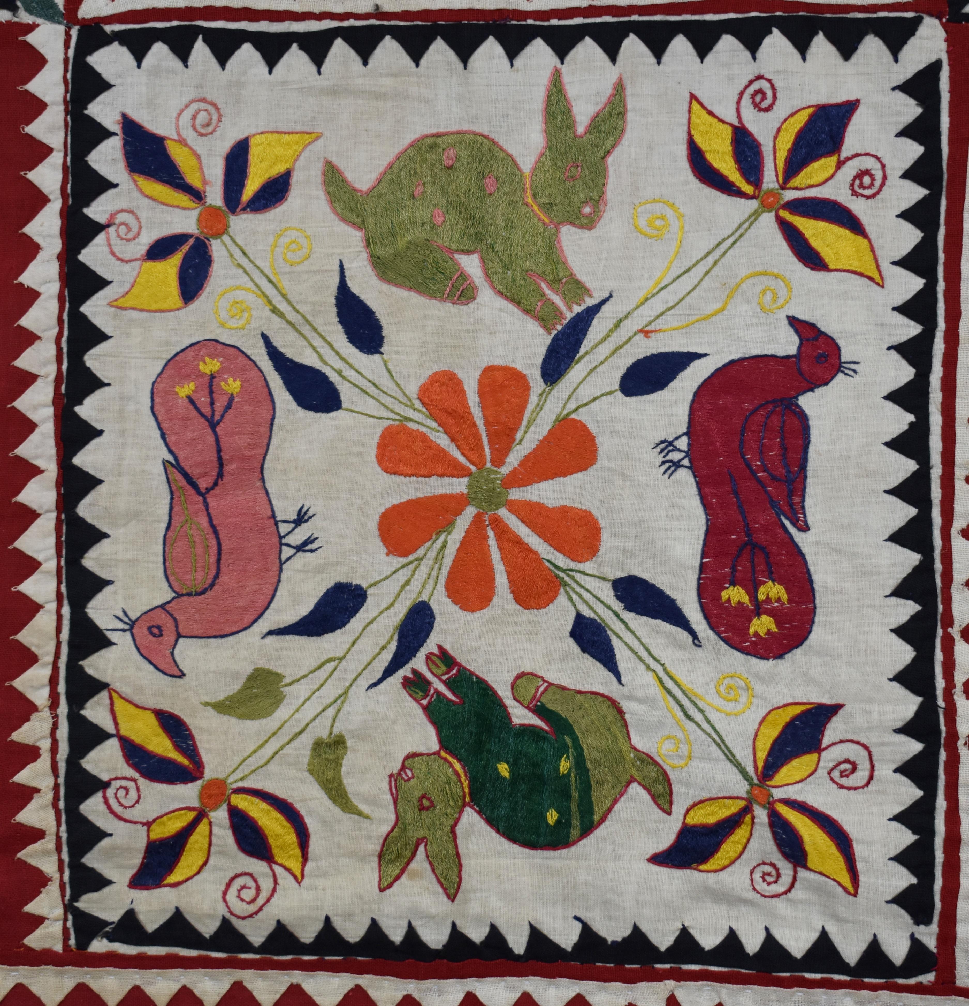 20th Century Pretty Embroidered and Appliqued Bedcover For Sale