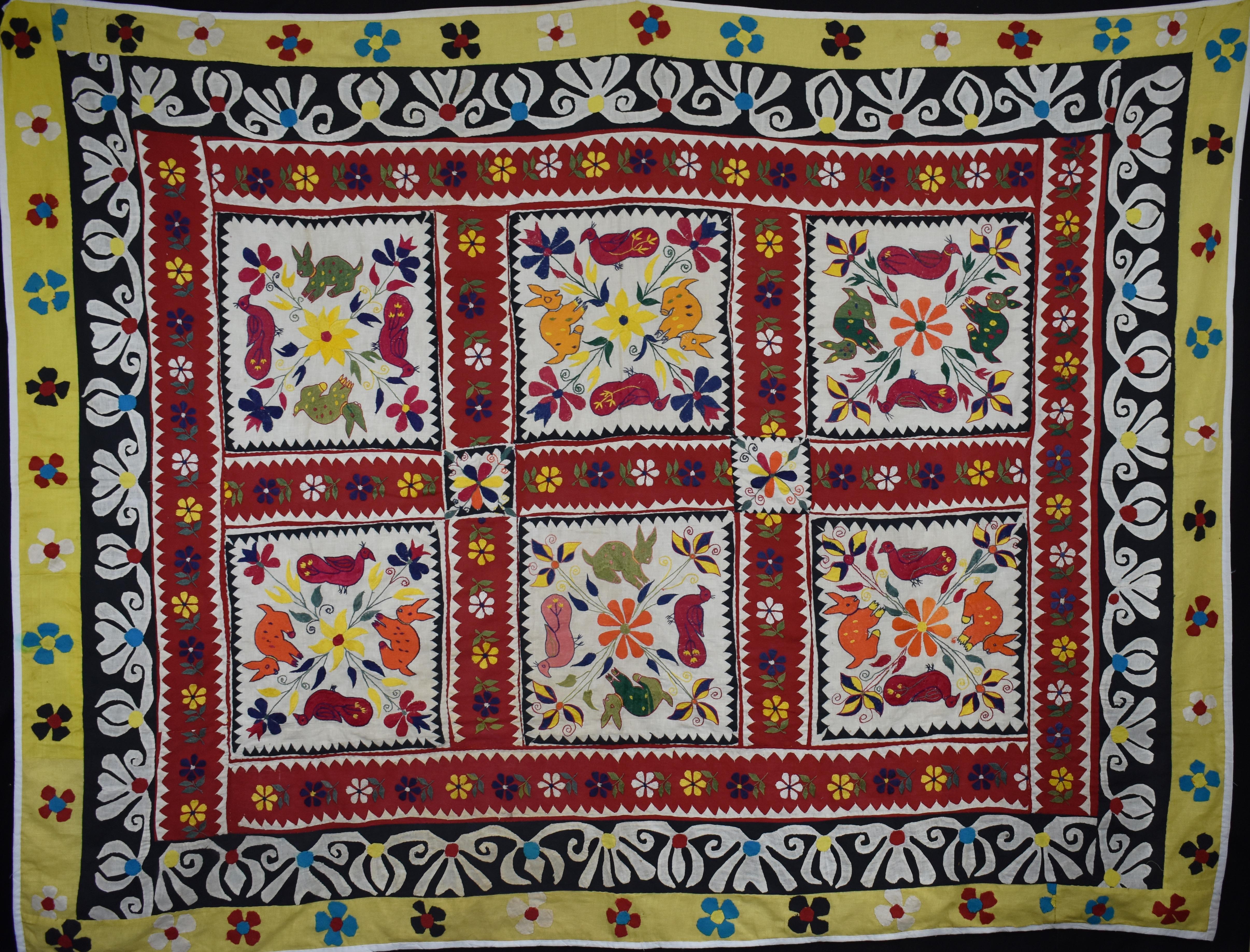Cotton Pretty Embroidered and Appliqued Bedcover For Sale
