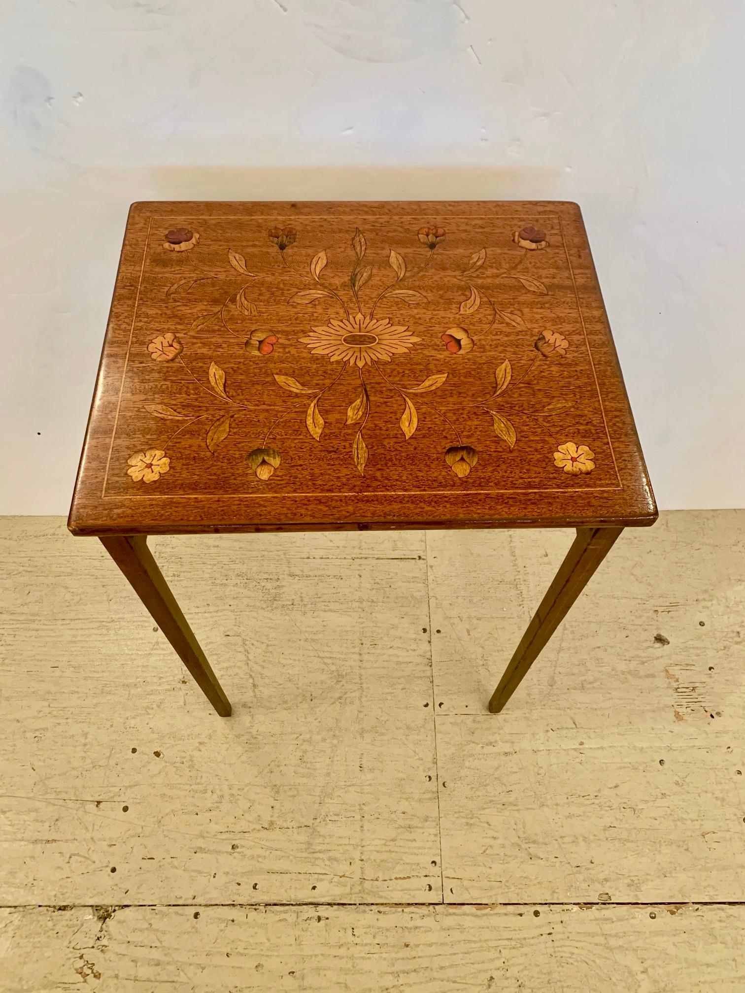Pretty English Antique Inlaid End Table 4