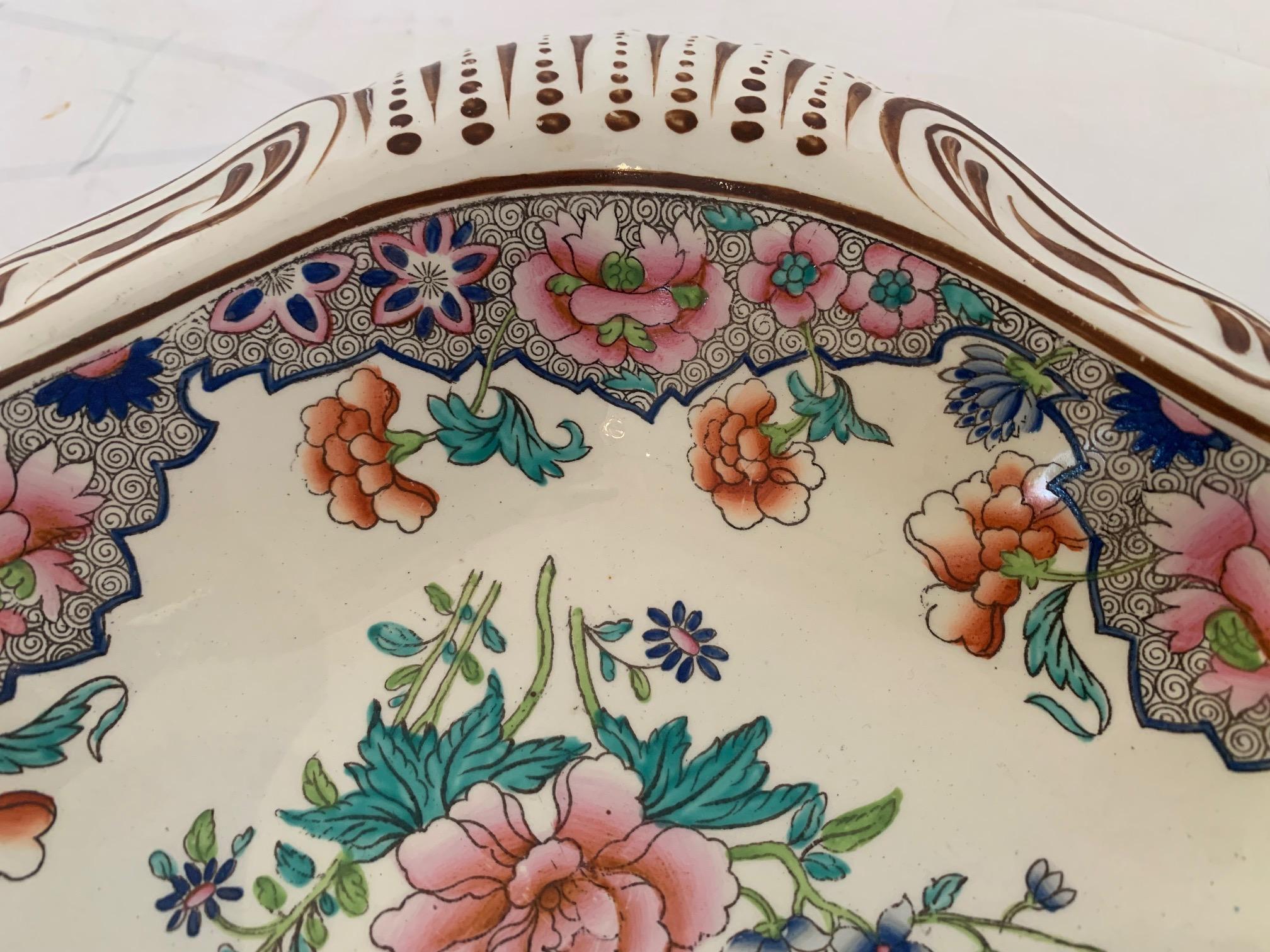 19th Century Pretty English Antique Spode Clamshell Serving Dish For Sale