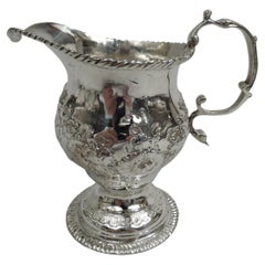 Antique Pretty English Georgian Sterling Silver Creamer with Armorial, 1761