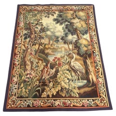 Pretty fine antique french Aubusson tapestry “birds”