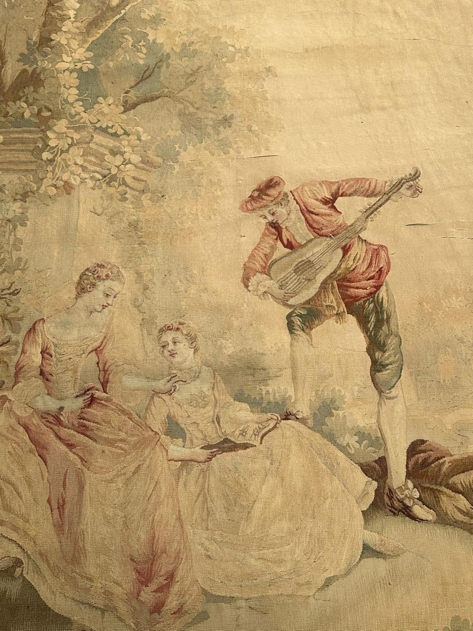 Pretty fine antique silk french Aubusson tapestry For Sale 3
