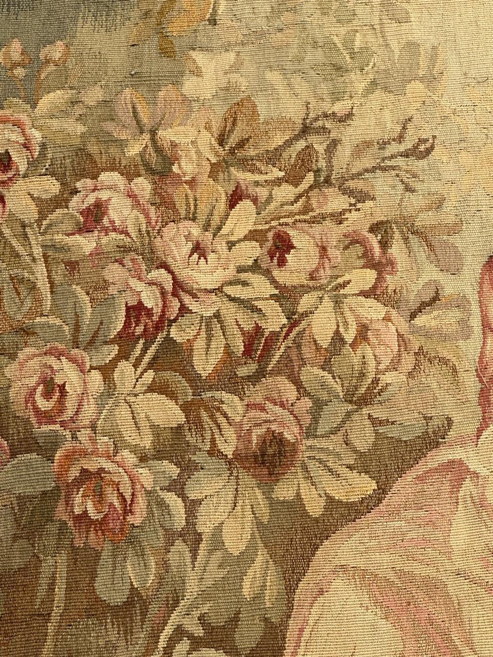 Pretty fine antique silk french Aubusson tapestry For Sale 4