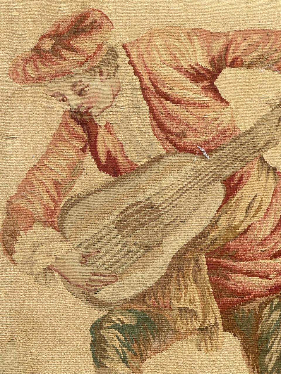 Pretty fine antique silk french Aubusson tapestry For Sale 5