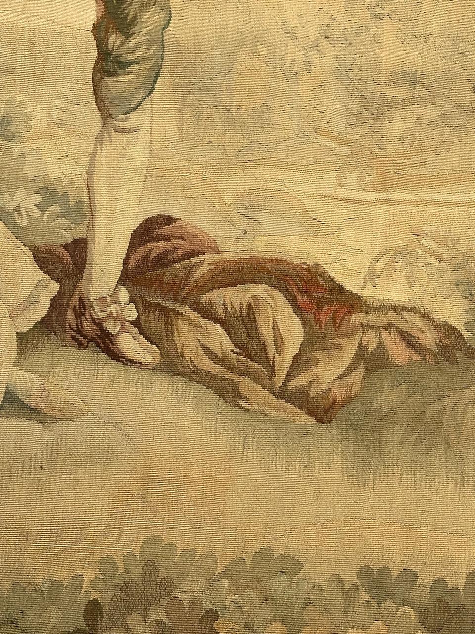 Pretty fine antique silk french Aubusson tapestry In Good Condition For Sale In Saint Ouen, FR