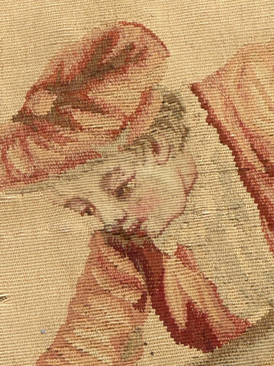 Pretty fine antique silk french Aubusson tapestry For Sale 2