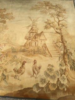 Pretty fine large antique french Aubusson tapestry