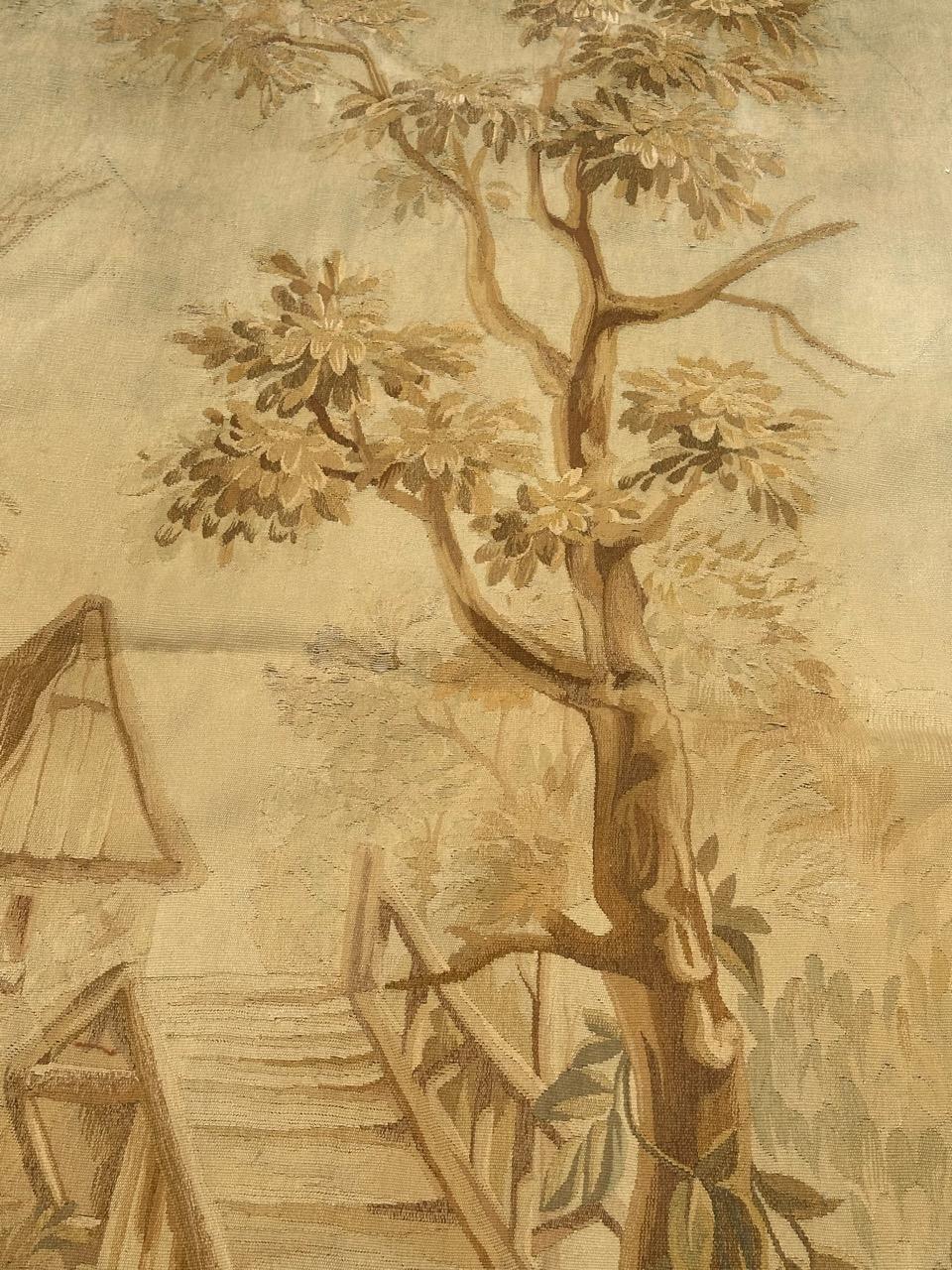 Tapiz de Aubusson antiguo francés bastante fino y grande Lana en venta