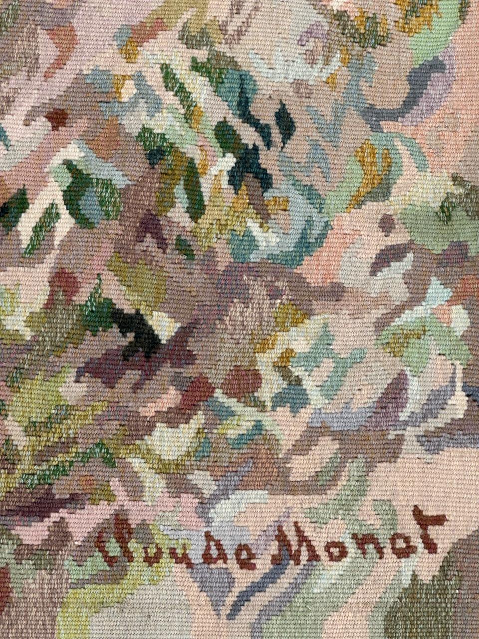 Bellissimo e pregiato arazzo Aubusson con un bel disegno del pittore francese Claude Monet, con bellissimi colori, interamente e finemente tessuto a mano presso i rinomati laboratori Robrt Four con lana su fondo di cotone.
✨✨✨
