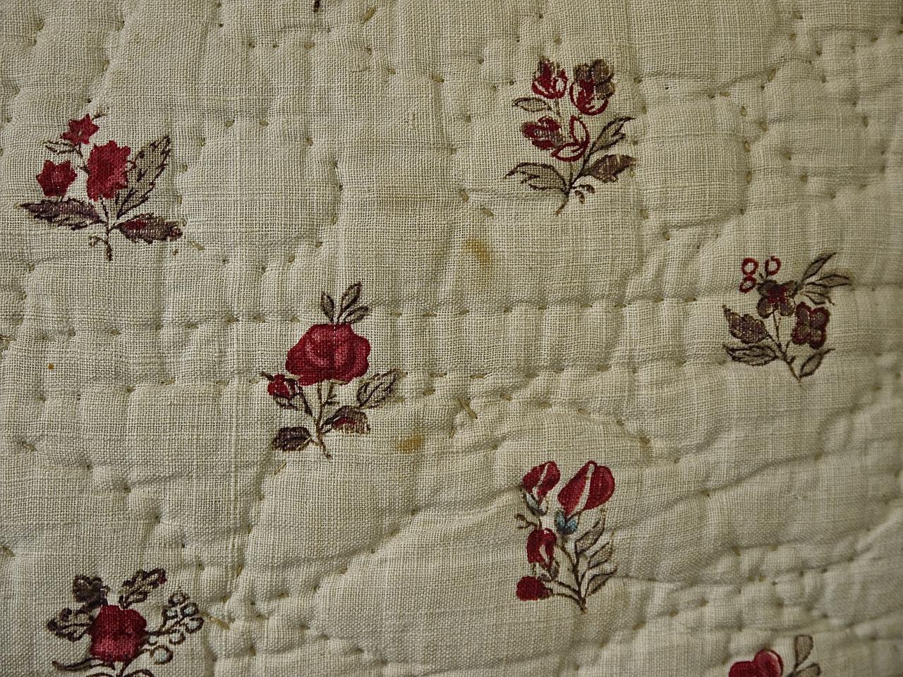 Pretty Floral Block Printed Pillow French, 18th Century 2