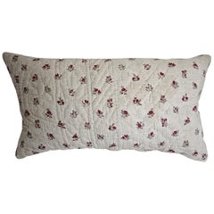 Pretty Floral Block Printed Pillow French, 18th Century