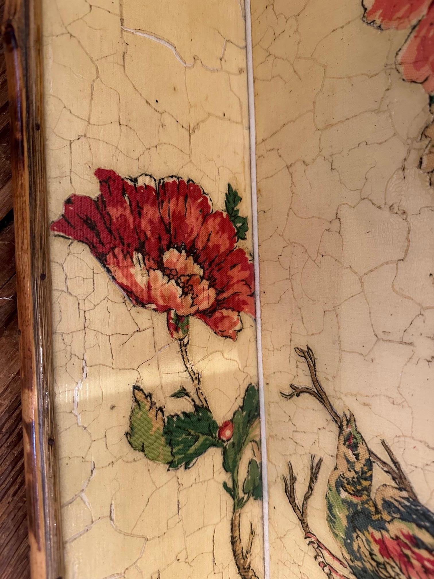 Late 20th Century Pretty Floral Decorated Lillian August Decoupage Vintage Mirror