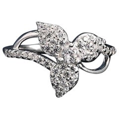 Pretty Flower Shaped Moissanite Ring 925 Sterling Silver Wedding Gift For Her.