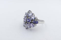 Pretty Flower Tanzanite Ring Set in Silver