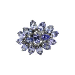 Pretty Flower Tanzanite Ring Set in Silver