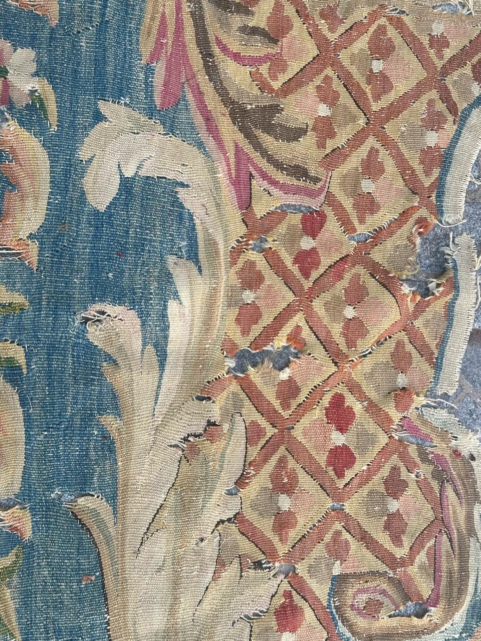 French Pretty fragment of an very old Aubusson rug Tapestry For Sale