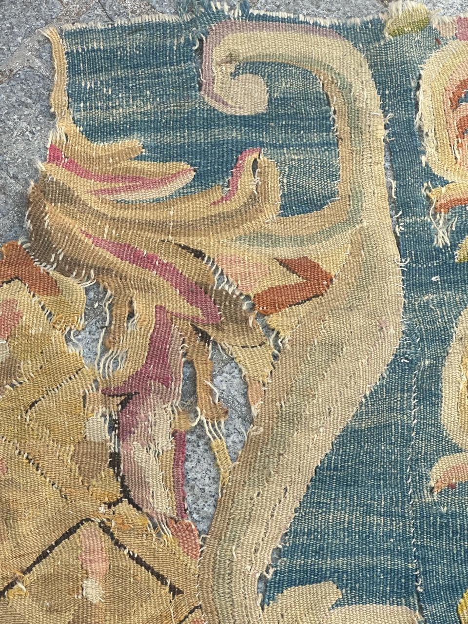 Wool Pretty fragment of an very old Aubusson rug Tapestry For Sale