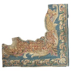 Antique Pretty fragment of an very old Aubusson rug Tapestry