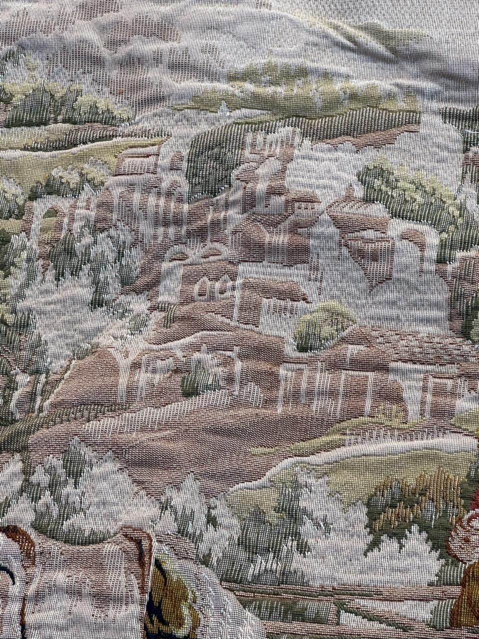 Grazioso arazzo jacquard Halluin francese in stile Aubusson 