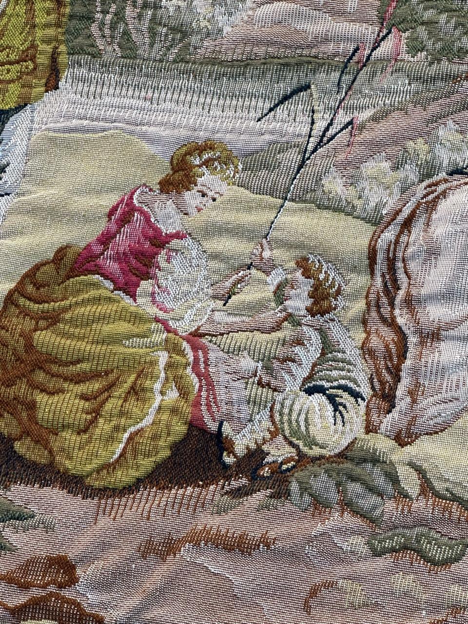 Grazioso arazzo jacquard Halluin francese in stile Aubusson 