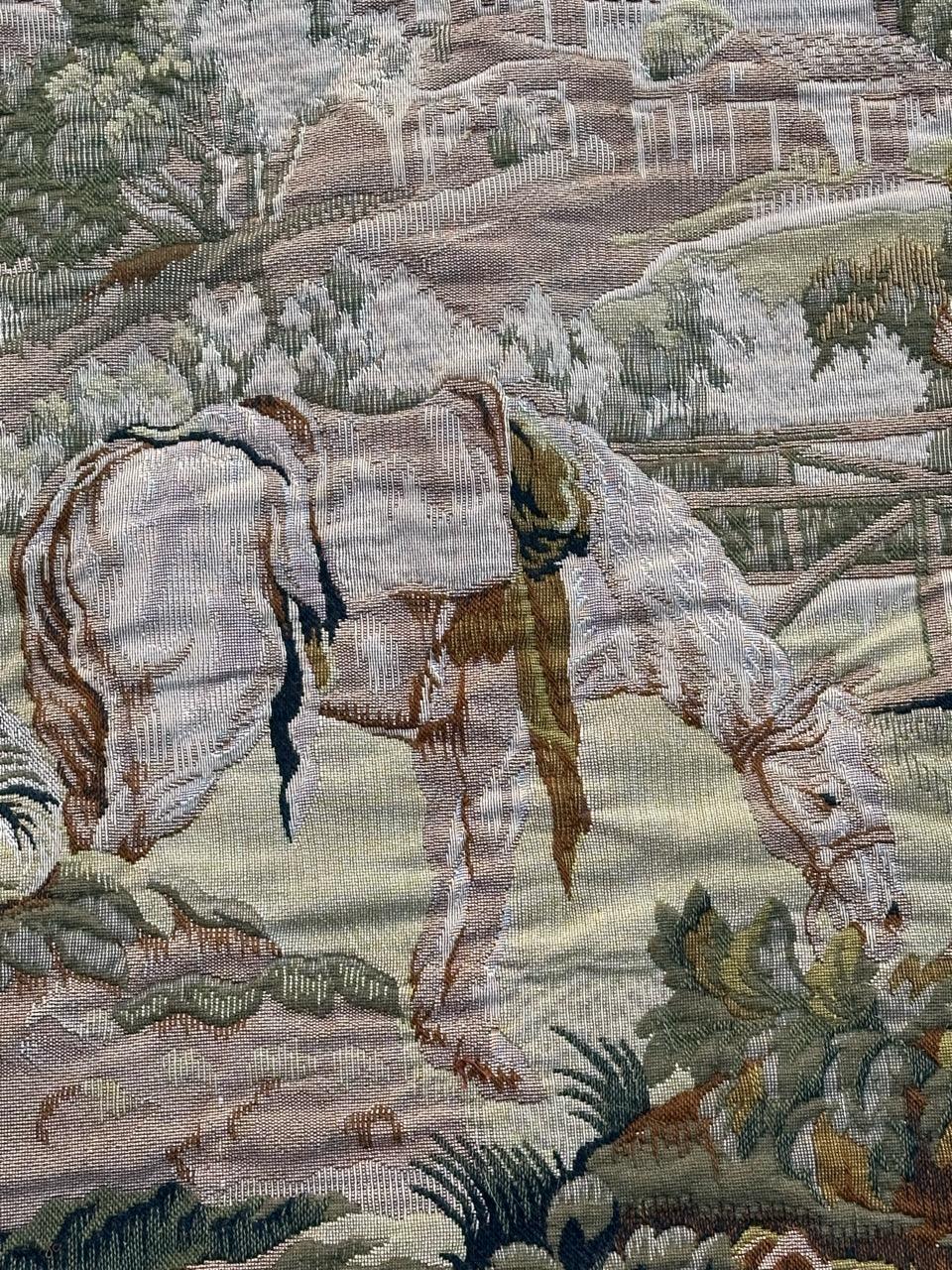 Grazioso arazzo jacquard Halluin francese in stile Aubusson 