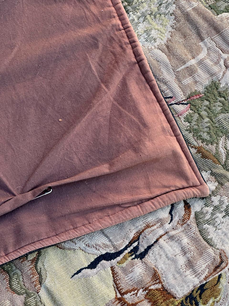Grazioso arazzo jacquard Halluin francese in stile Aubusson 