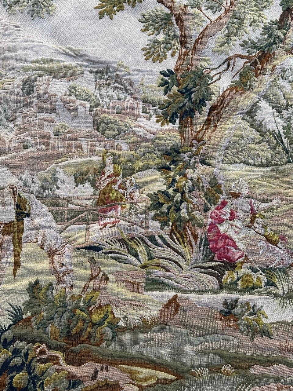 Grazioso arazzo jacquard Halluin francese in stile Aubusson 
