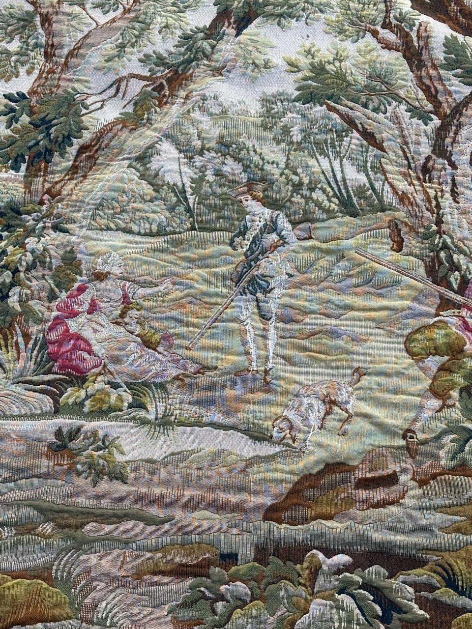 XX secolo Grazioso arazzo jacquard Halluin francese in stile Aubusson 