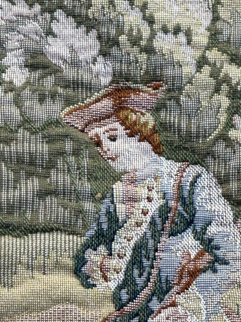 Grazioso arazzo jacquard Halluin francese in stile Aubusson 