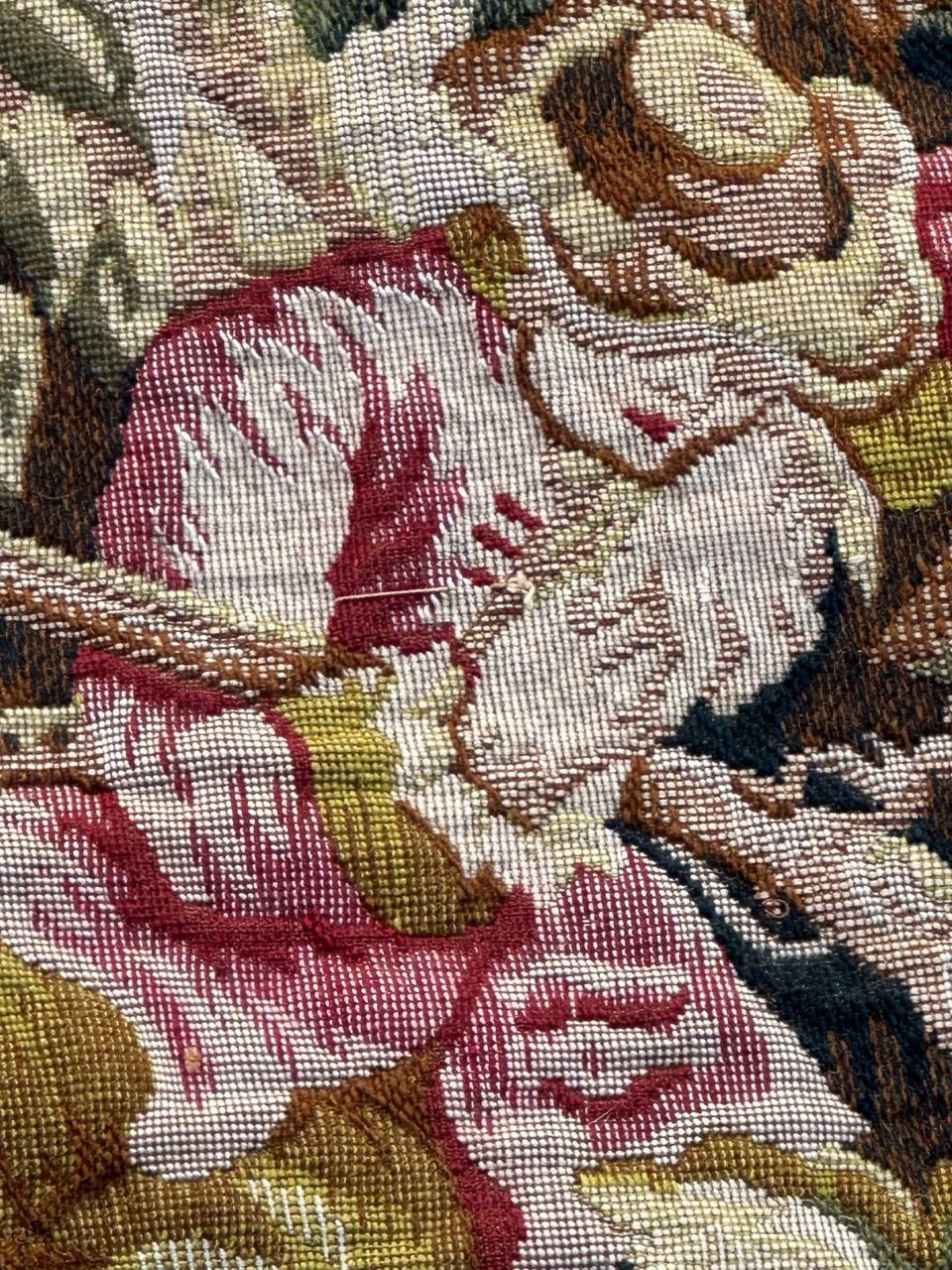 Grazioso arazzo jacquard Halluin francese in stile Aubusson 