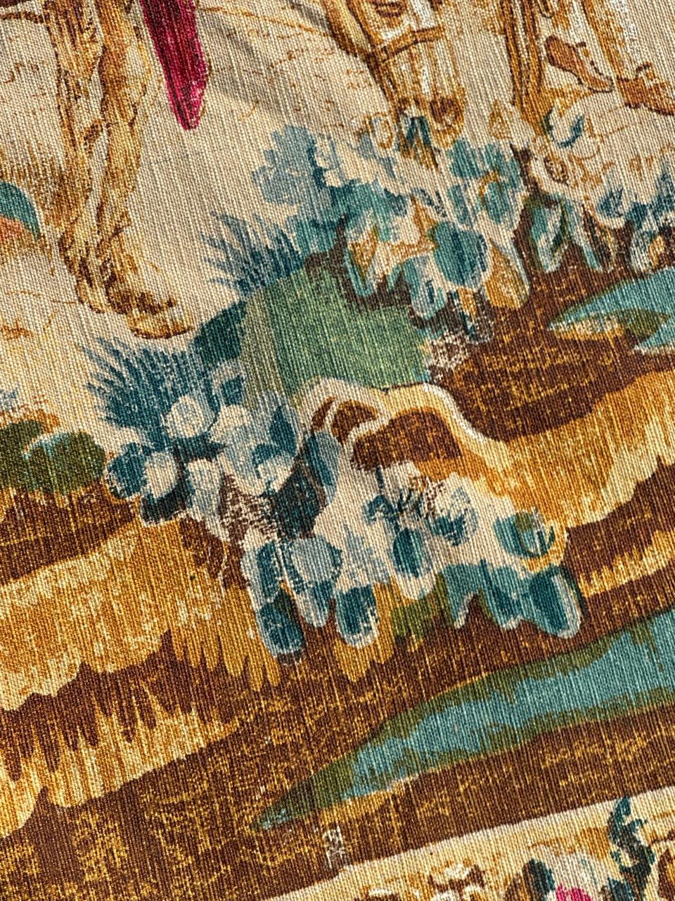 Hübscher französischer Wandteppich im Aubusson-Stil mit Handsiebdruck 