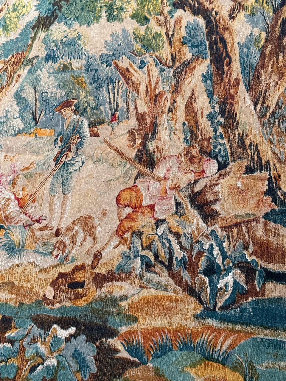 Hübscher französischer Wandteppich im Aubusson-Stil mit Handsiebdruck 