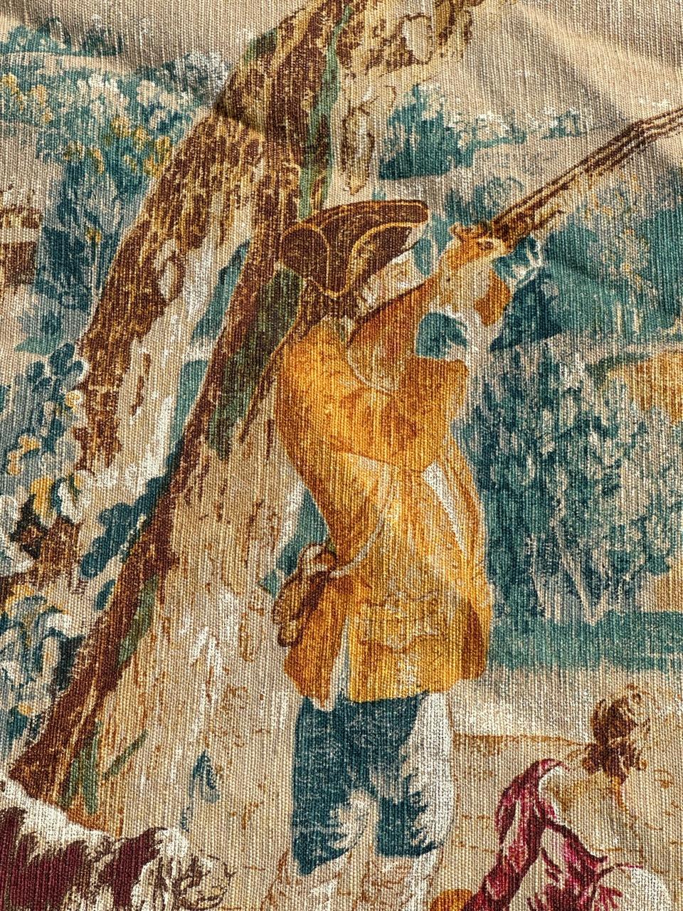 Hübscher französischer Wandteppich im Aubusson-Stil mit Handsiebdruck 