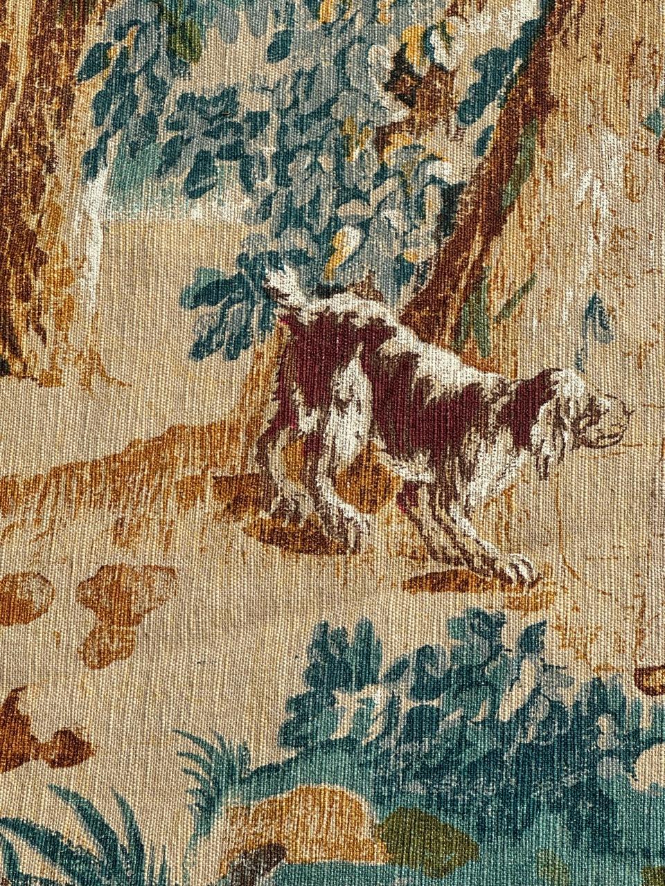 Hübscher französischer Wandteppich im Aubusson-Stil mit Handsiebdruck 