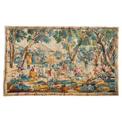 Vintage Pretty French Aubusson style hand screen printed Tapestry “ hunters' rest stop »