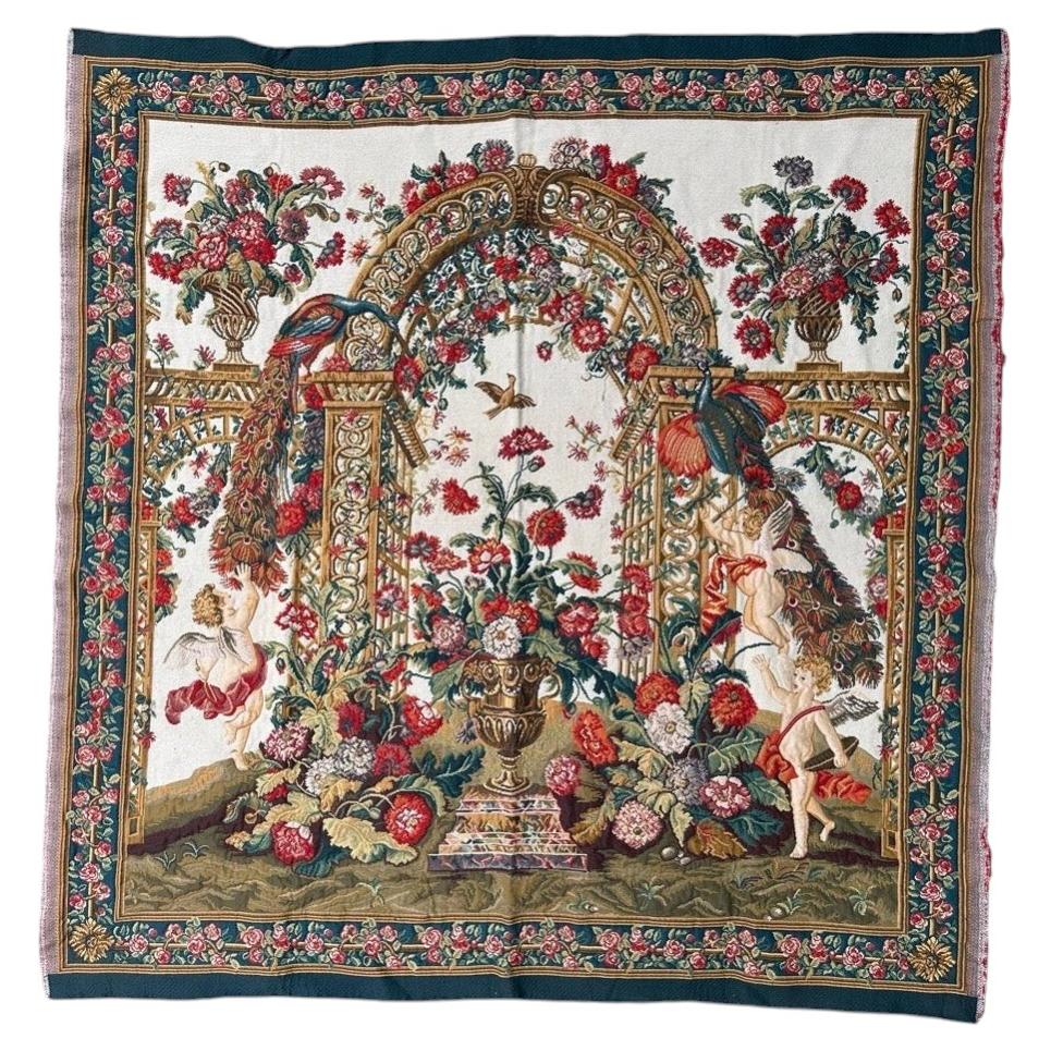 Jolie tapisserie française en jacquard de style Aubusson