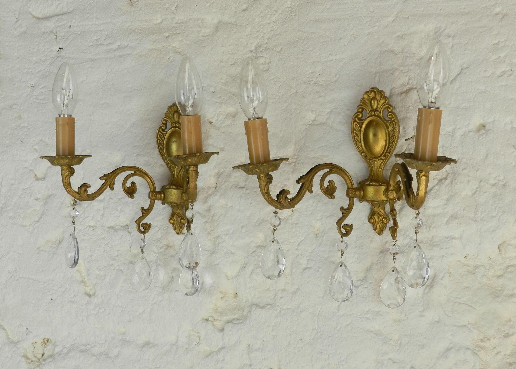 Pretty French Chandelier & Matching Wall Sconces For Sale 2