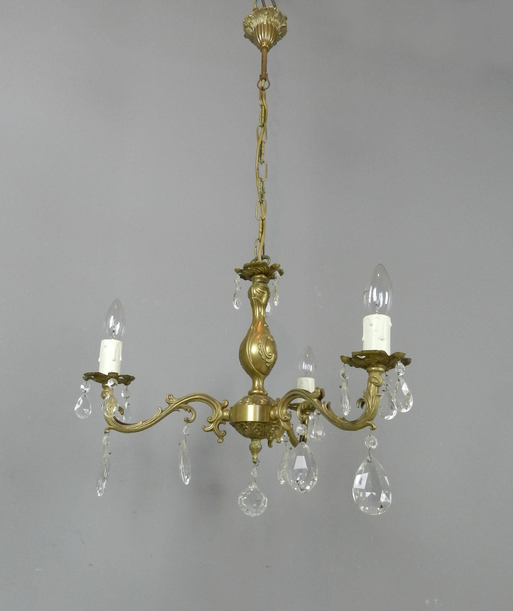 Mid-Century Modern Pretty French Chandelier & Matching Wall Sconces For Sale