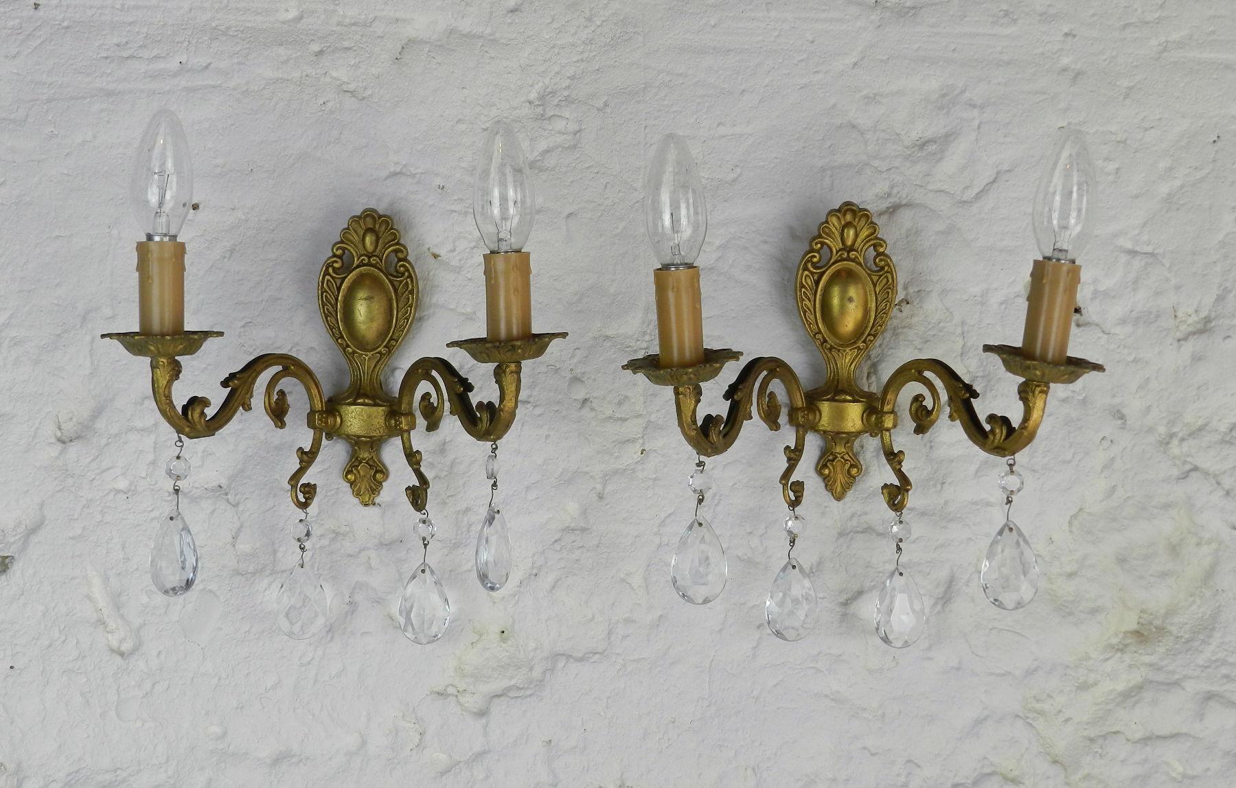 20th Century Pretty French Chandelier & Matching Wall Sconces For Sale