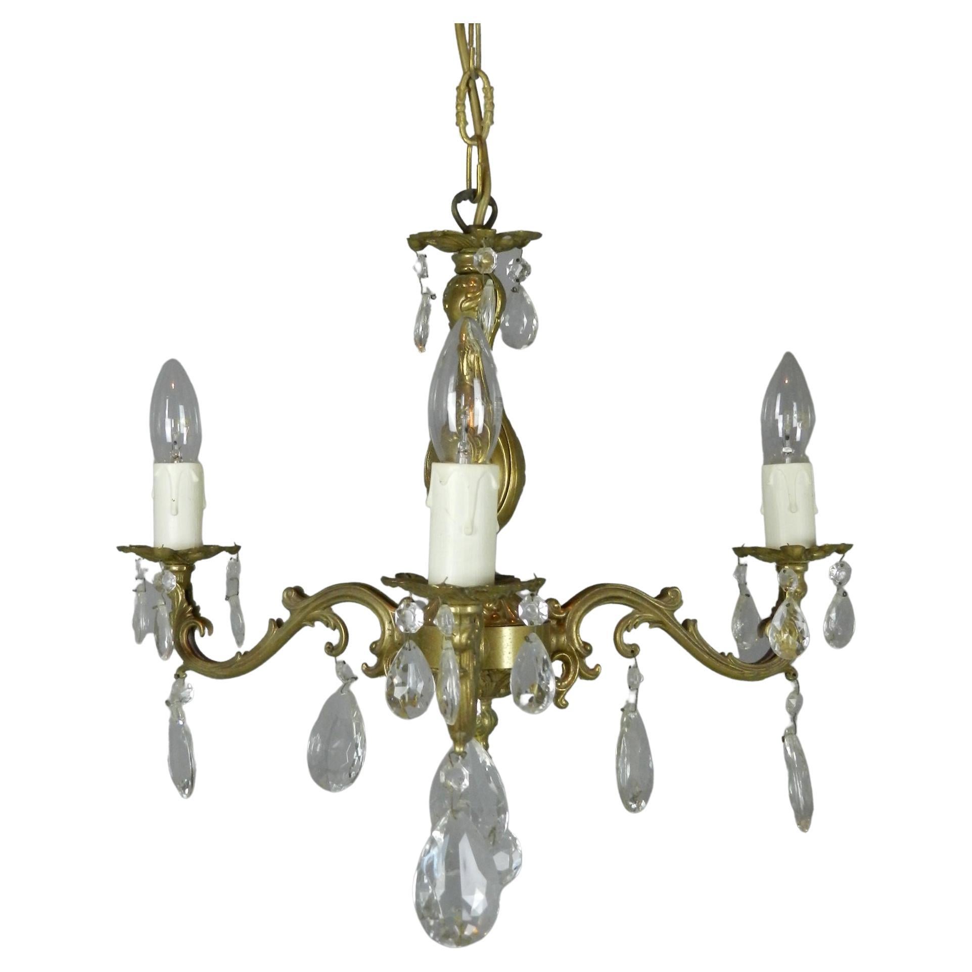 Pretty French Chandelier & Matching Wall Sconces For Sale
