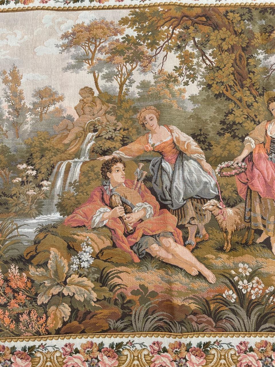 Aubusson Pretty French « rendez-vous galant » Design Jaquar Tapestry For Sale