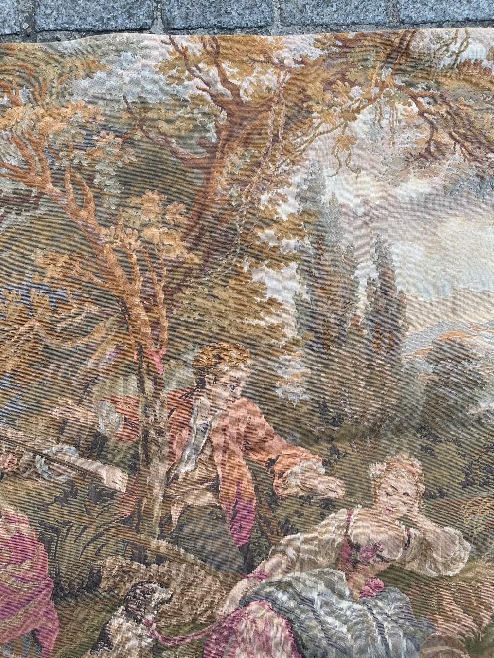 Bobyrug's Pretty French Gallant Scene Jaquar Tapestry (Tapisserie Jaquar) en vente 7