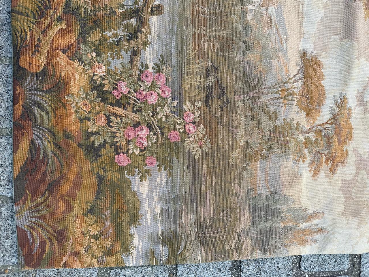 Aubusson Bobyrug’s Pretty French Gallant Scene Jaquar Tapestry For Sale