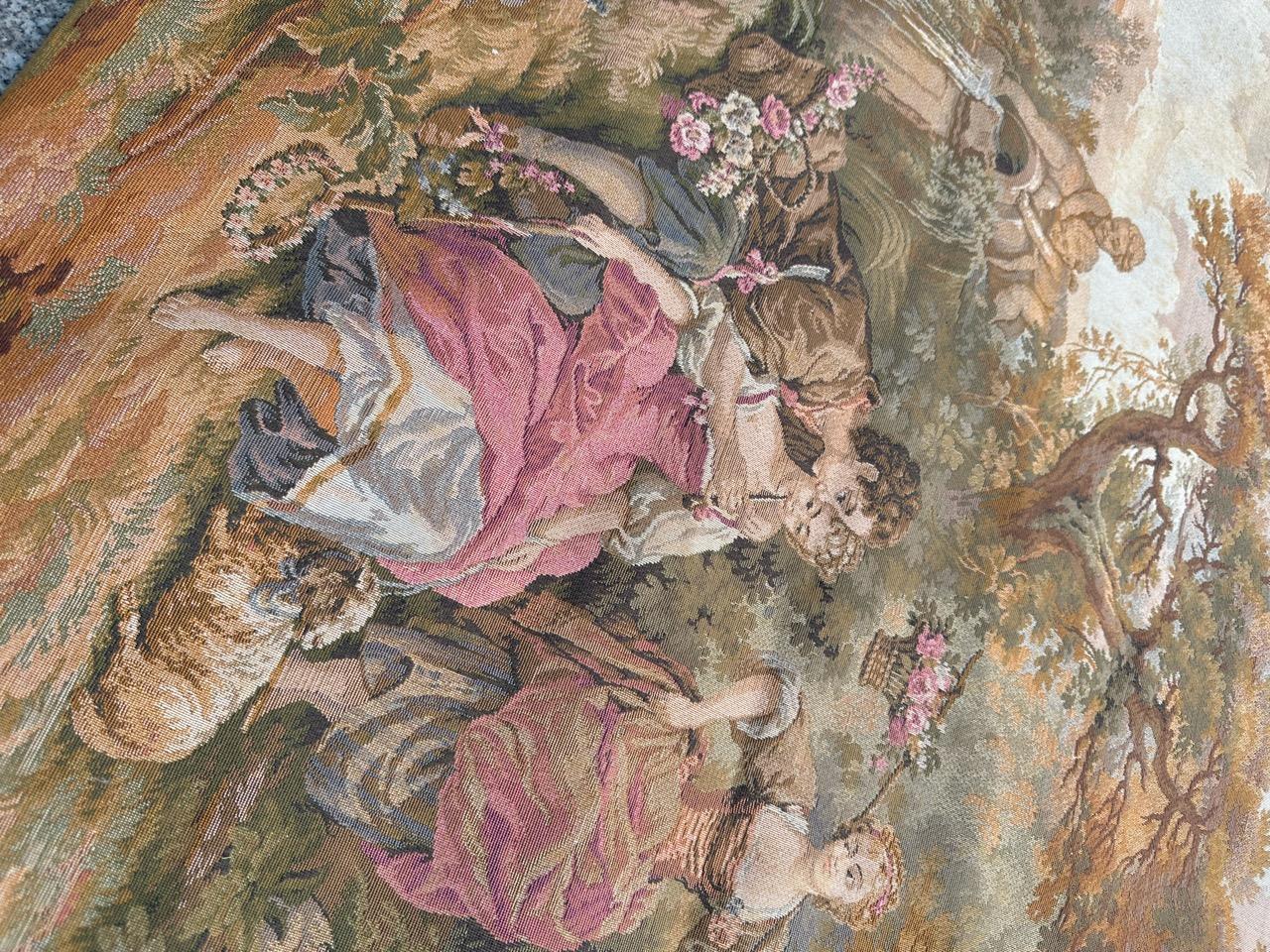 Laine Bobyrug's Pretty French Gallant Scene Jaquar Tapestry (Tapisserie Jaquar) en vente