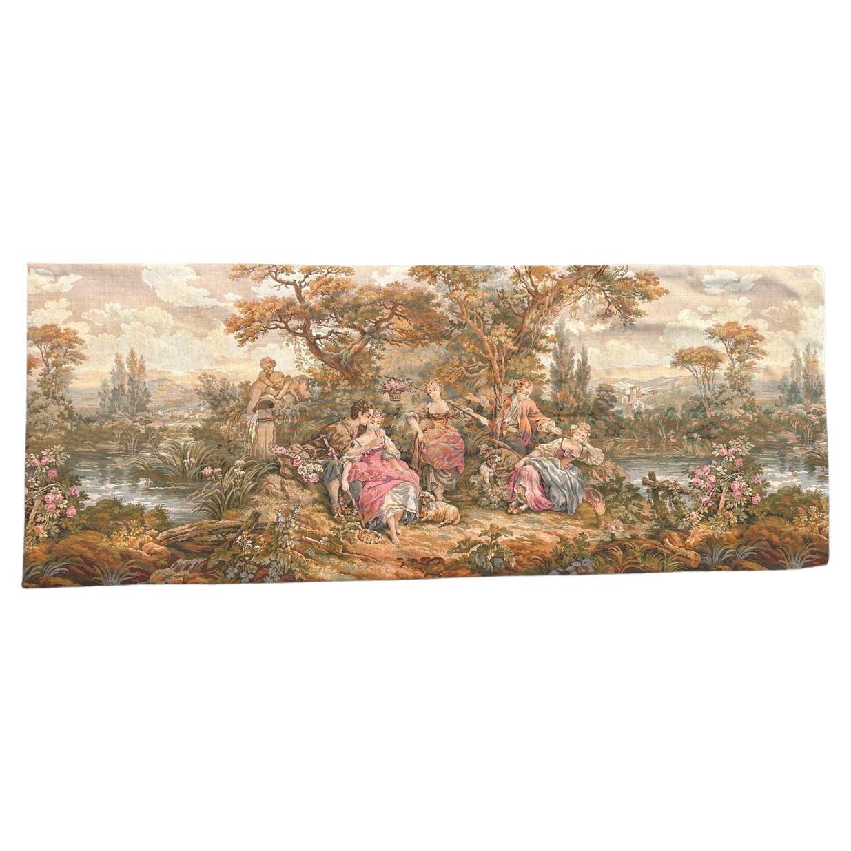 Bobyrug’s Pretty French Gallant Scene Jaquar Tapestry For Sale