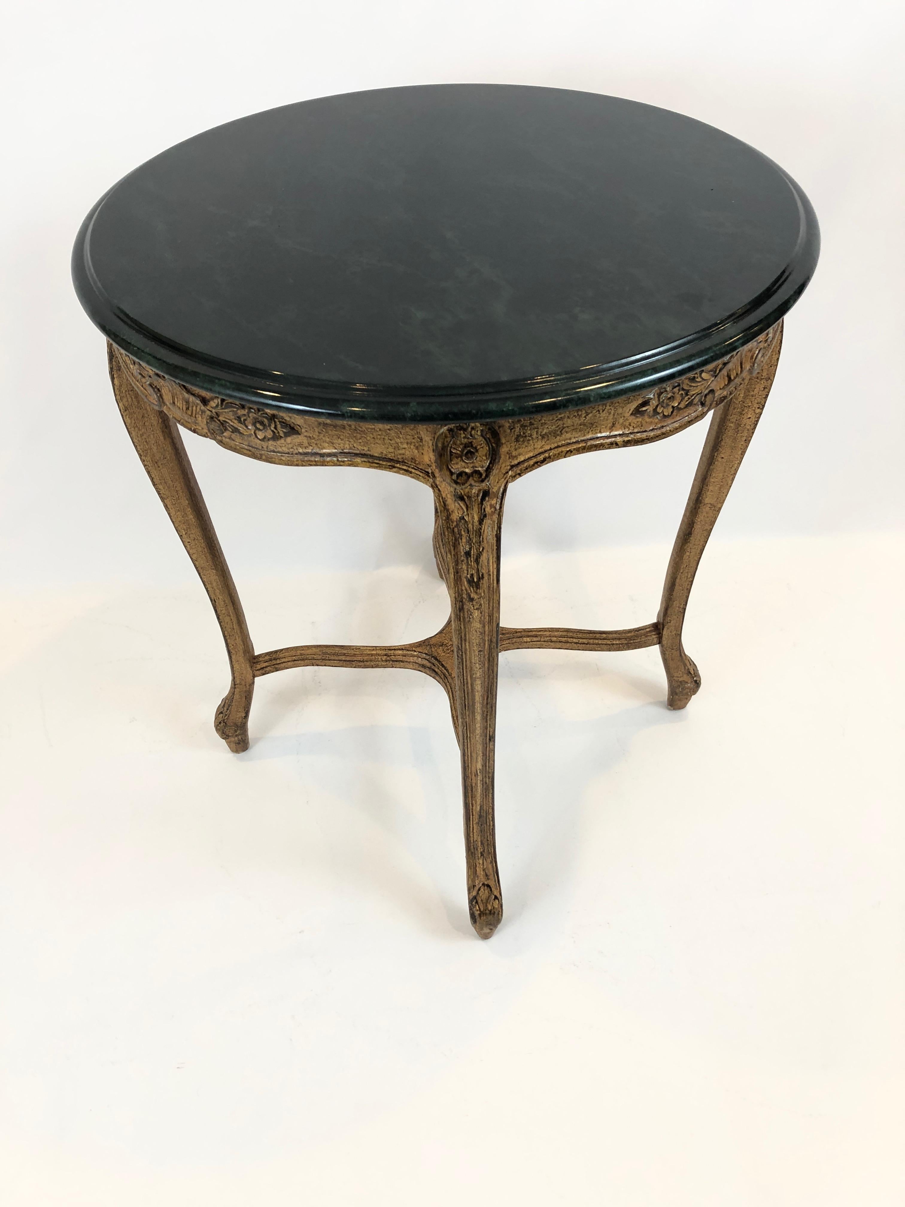 Wood Pretty French Style Faux Painted Round Side Table For Sale