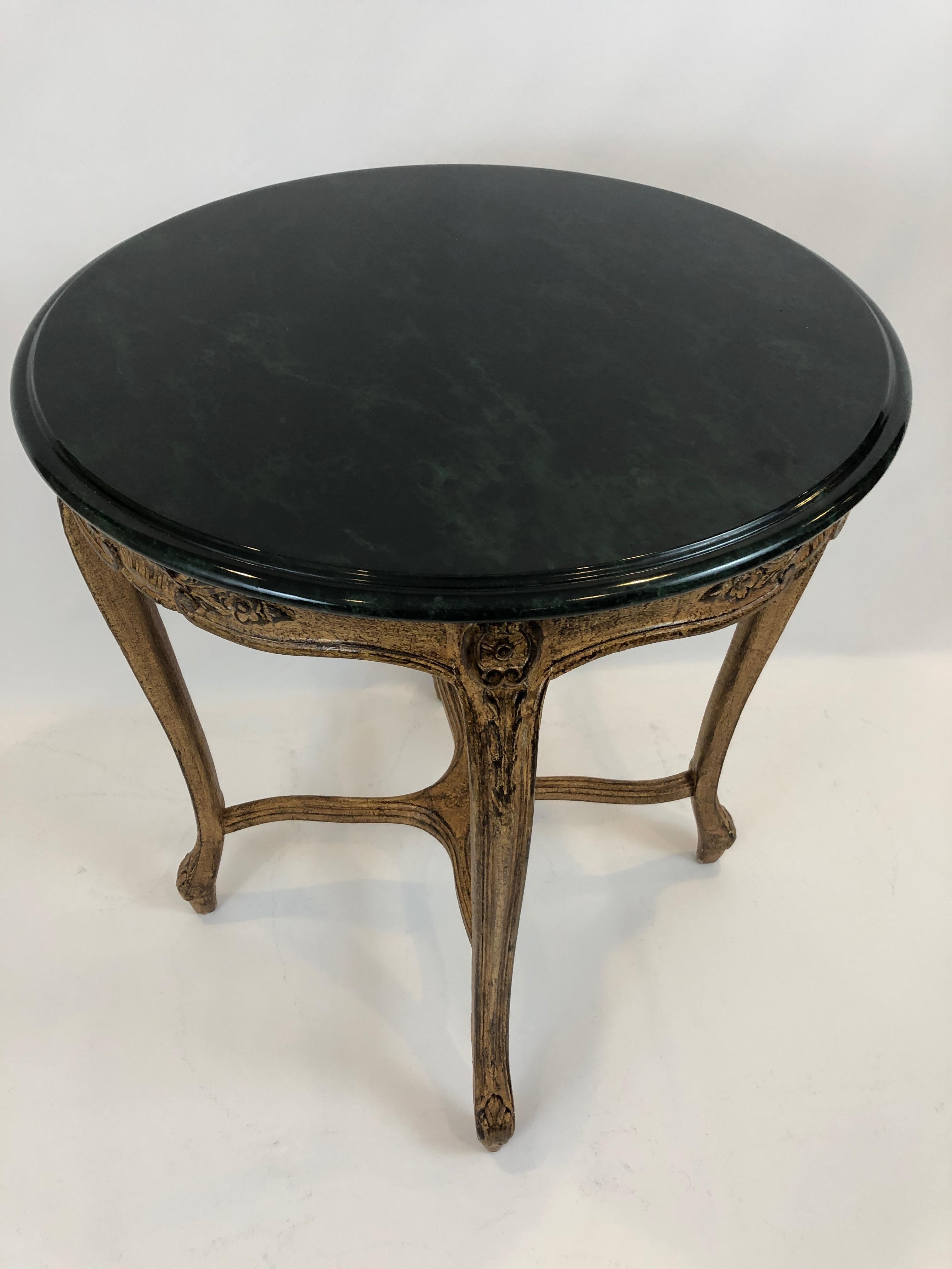 Late 20th Century Pretty French Style Faux Painted Round Side Table For Sale